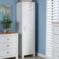 Camden Single Door Slim Wardrobe - White, Oak