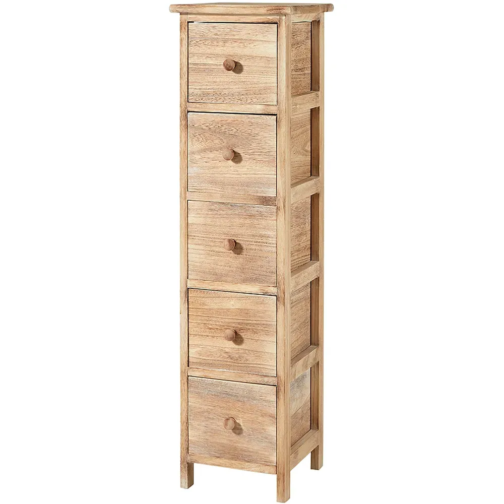 Canterbury 5 Drawer Tall Chest of Drawers - Brown, Solid Wood