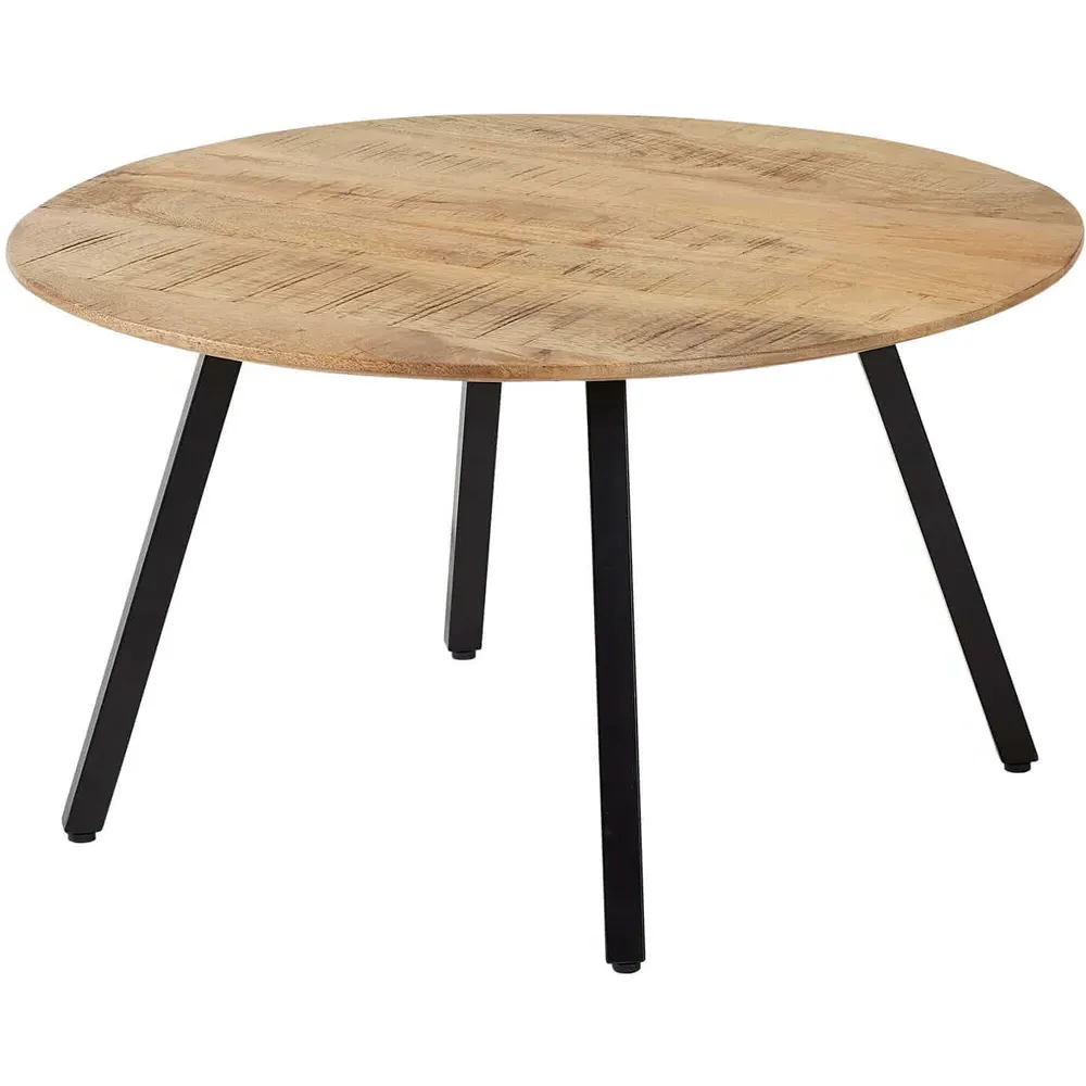 Caribou Round Coffee Table with Iron Legs - Brown, Mango Wood
