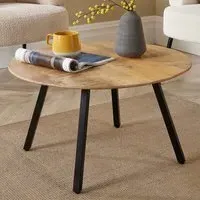 Caribou Round Coffee Table with Iron Legs - Brown, Mango Wood
