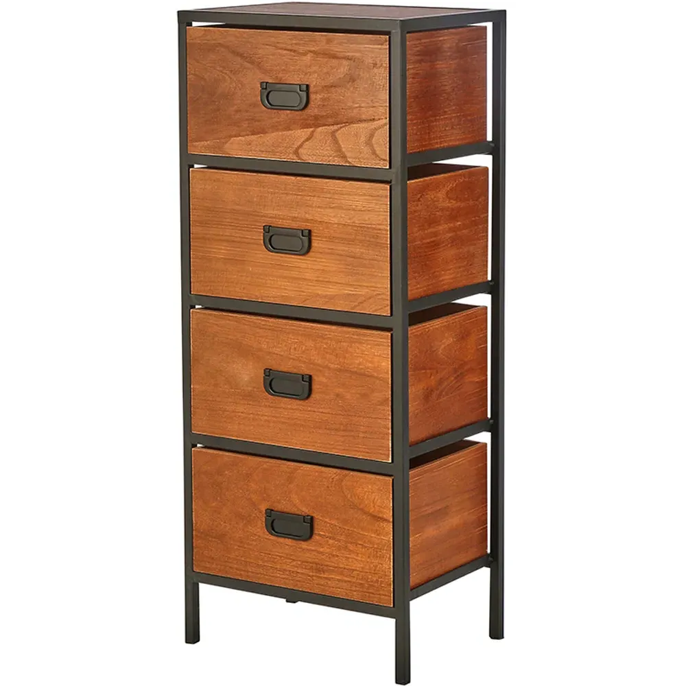 Cayman 4 Drawer Narrow Chest of Drawers - Brown