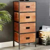 Cayman 4 Drawer Narrow Chest of Drawers - Brown