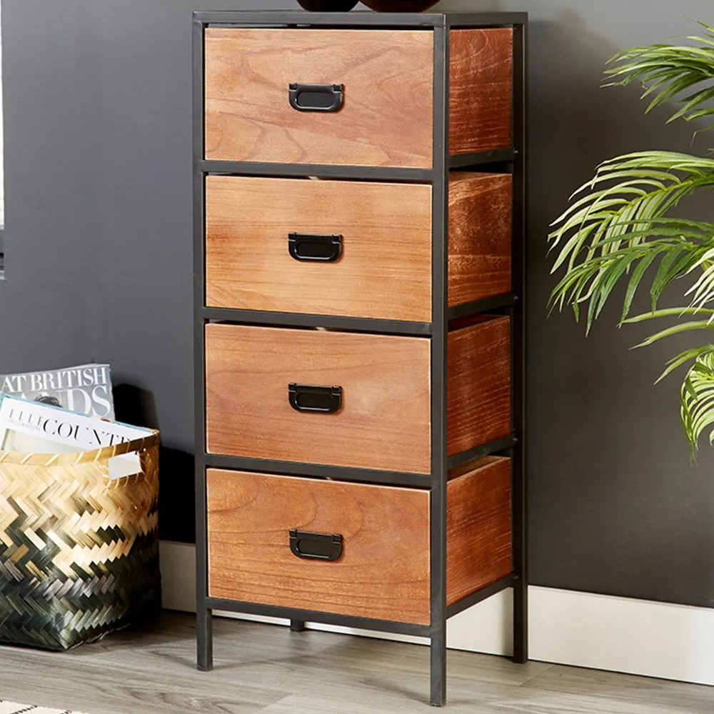 Cayman 4 Drawer Narrow Chest of Drawers - Brown image