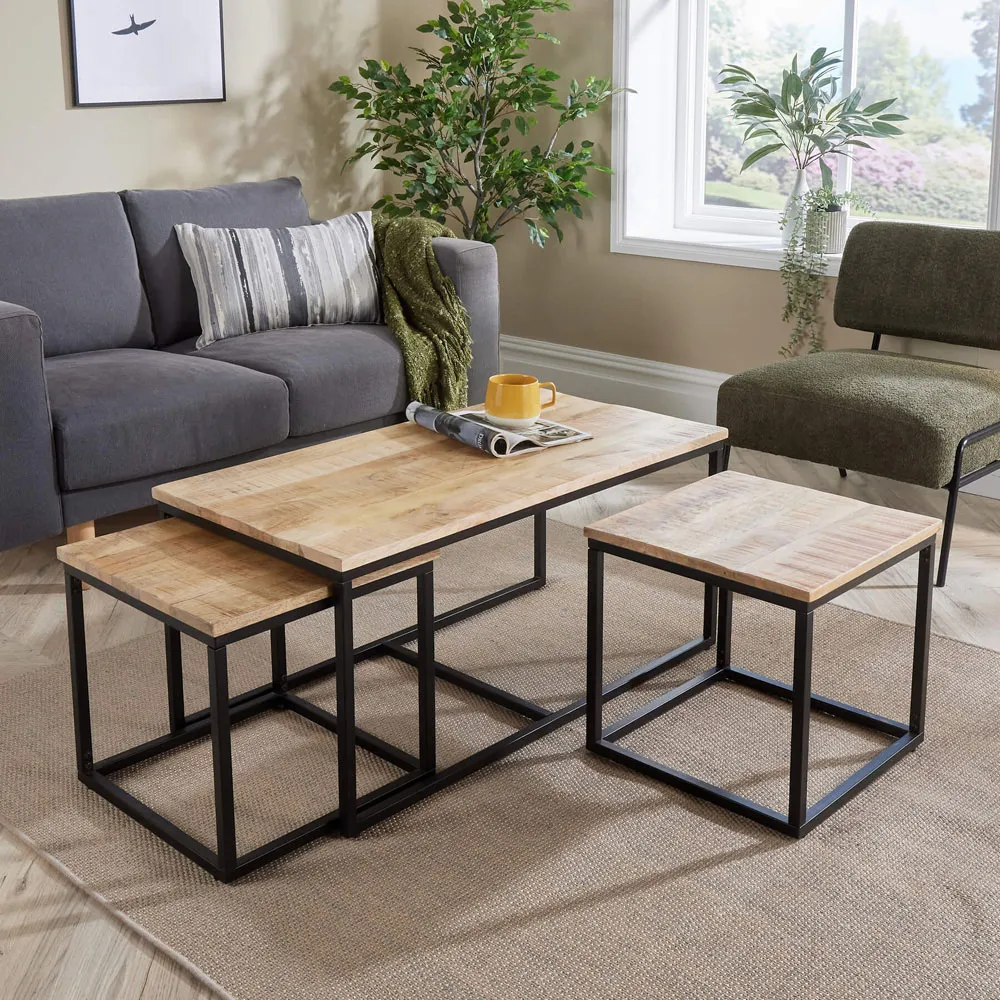 Cherokee Nest of Tables Set of 3 - Brown, Mango Wood