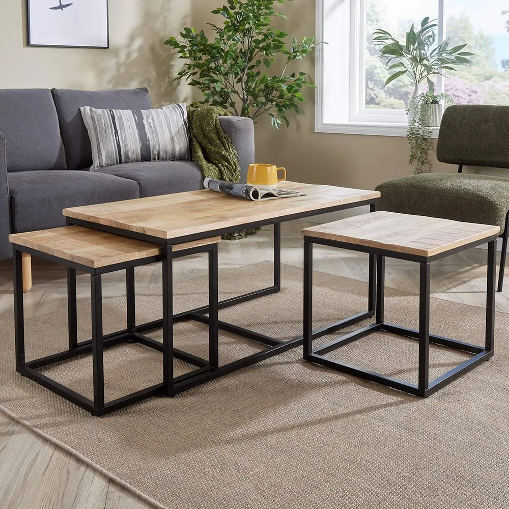 Cherokee Nest of Tables Set of 3 - Brown, Mango Wood image