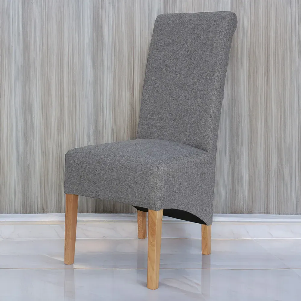 Chile Set of 2 High Back Dining Chairs - Grey, Oak