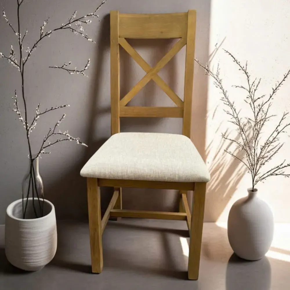 Copenhagen Cross Back Dining Chair 2 Pack - Beige, Oak