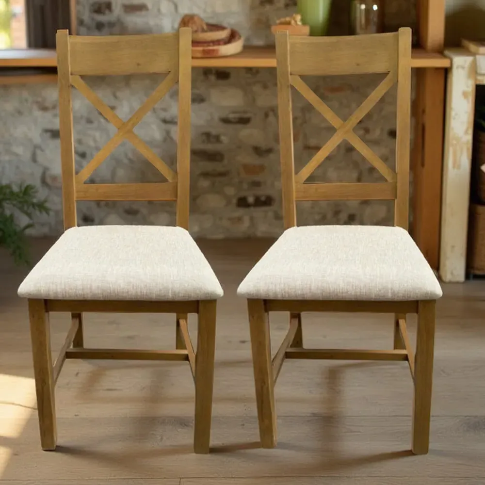 Copenhagen Cross Back Dining Chair 2 Pack - Beige, Oak image