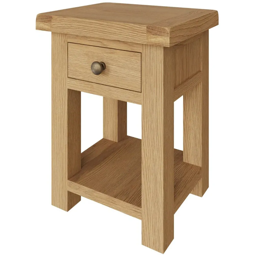 Copenhagen Single Drawer Side Table - Brown, Oak Veneer