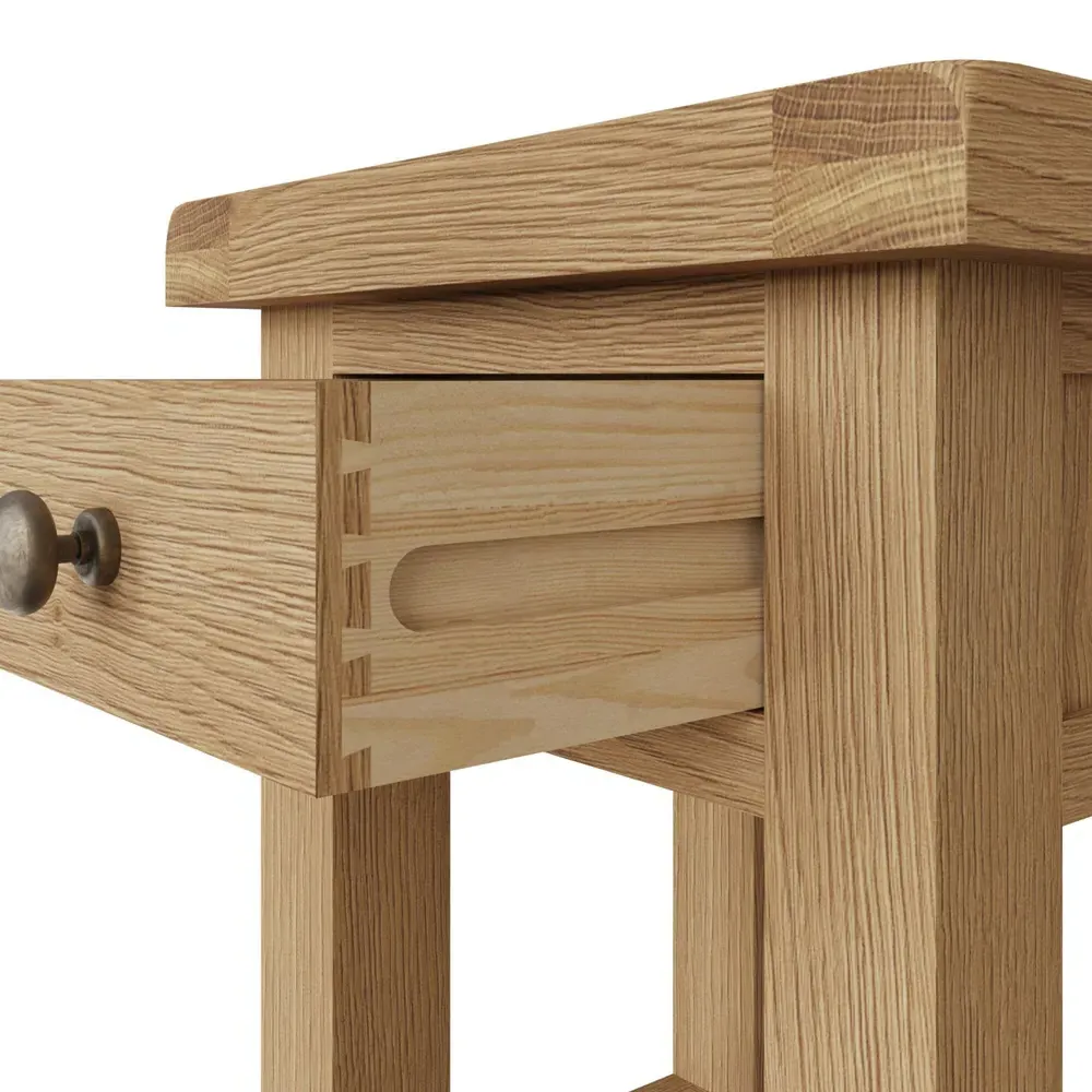 Copenhagen Single Drawer Side Table - Brown, Oak Veneer