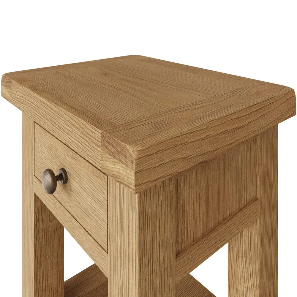 Copenhagen Single Drawer Side Table - Brown, Oak Veneer