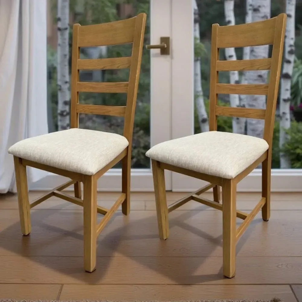 Copenhagen Slatted Back Dining Chair 2 Pack - Beige, Oak