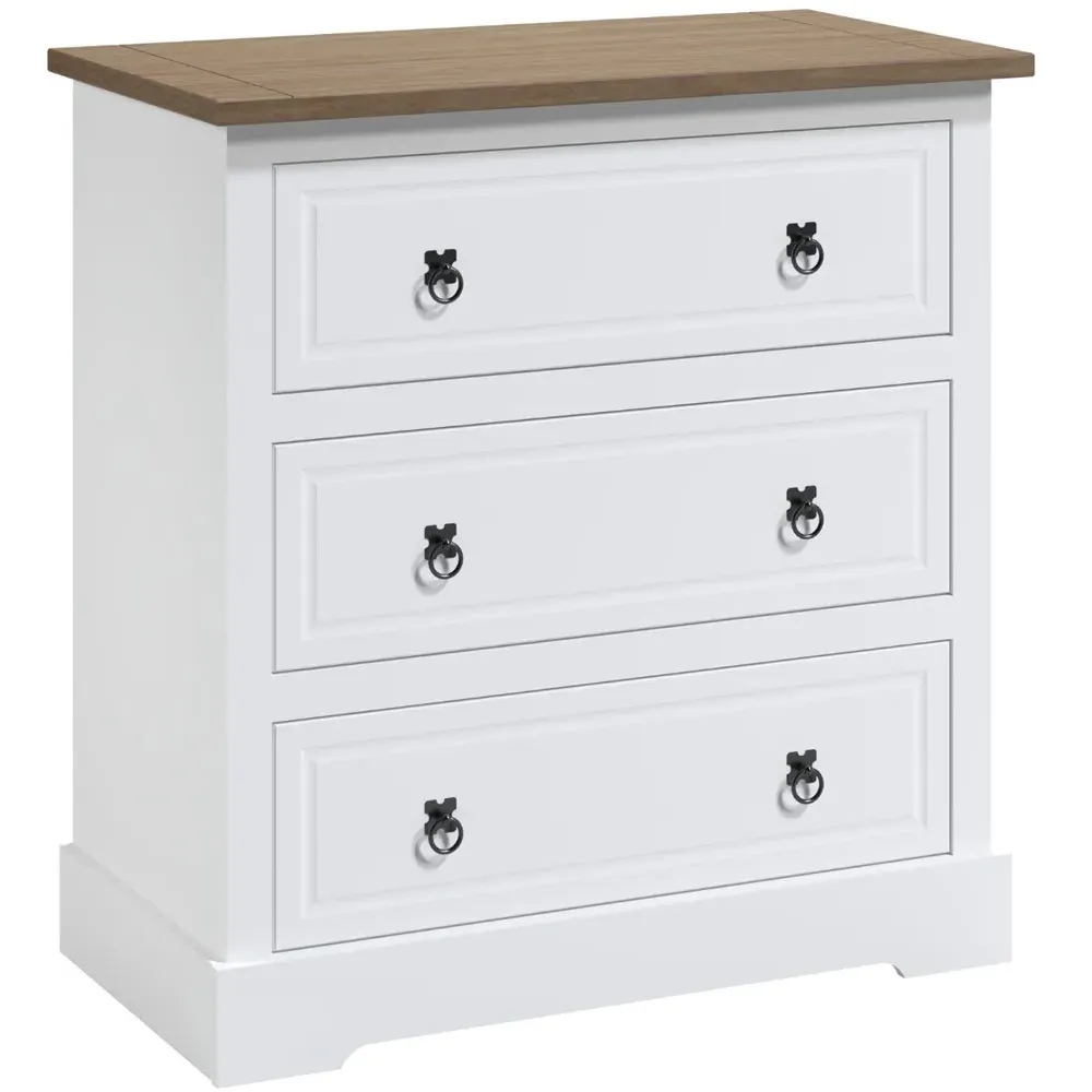 Corona 3 Drawer Chest of Drawers - White, Pine