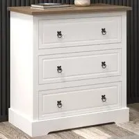 Corona 3 Drawer Chest of Drawers - White, Pine