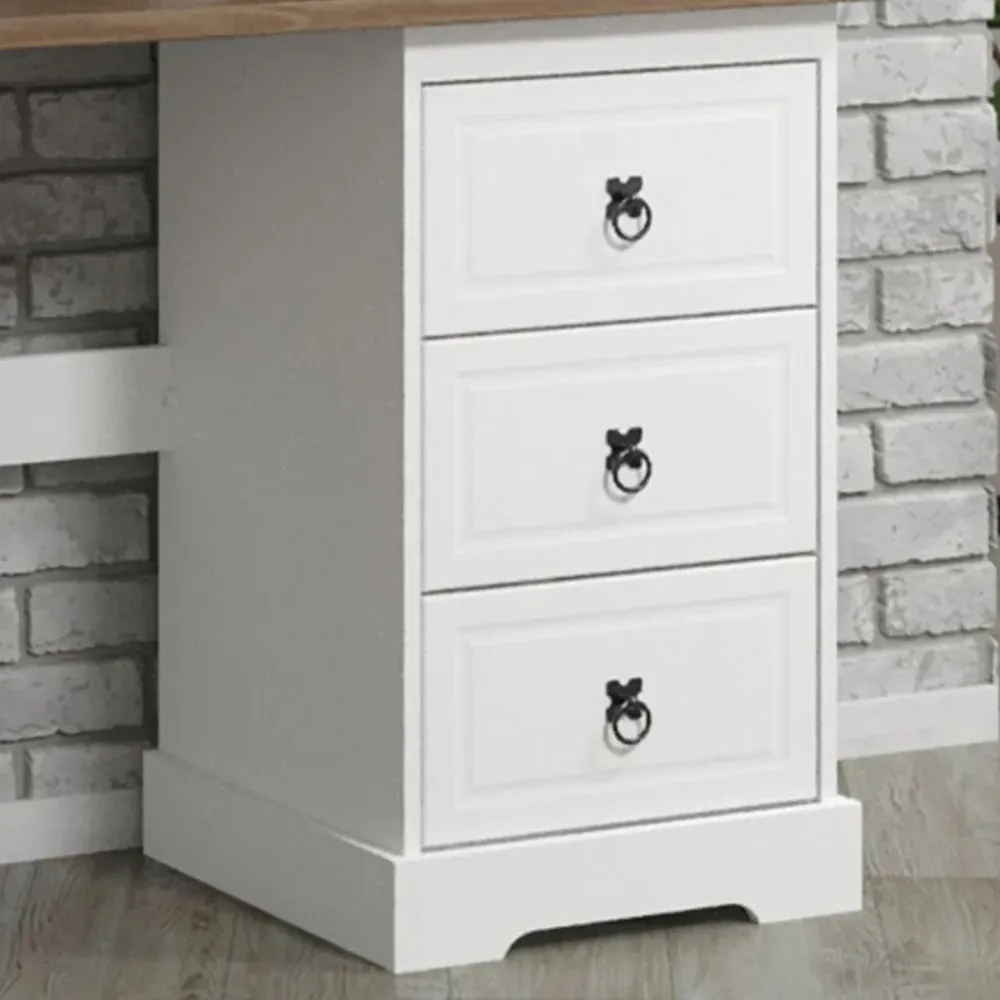 Corona 3 Drawer Vanity Desk - White, Pine