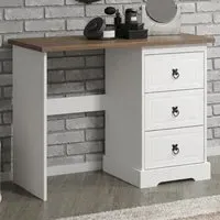 Corona 3 Drawer Vanity Desk - White, Pine