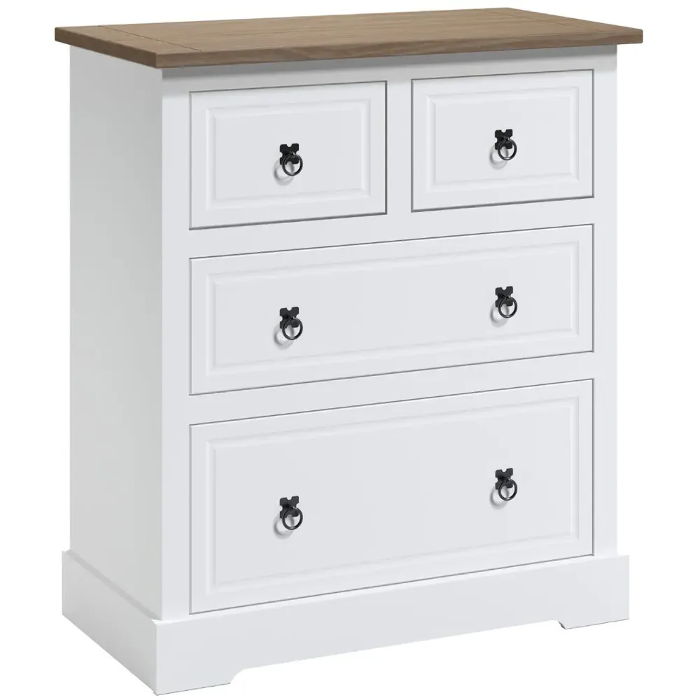 Corona 4 Drawer Chest of Drawers - White, Pine