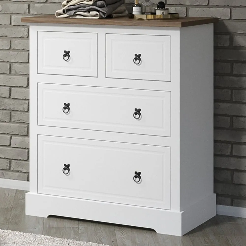 Corona 4 Drawer Chest of Drawers - White, Pine