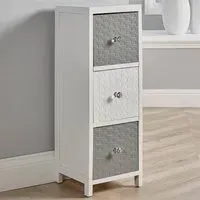 Crystal 3 Drawer Narrow Chest of Drawers - White