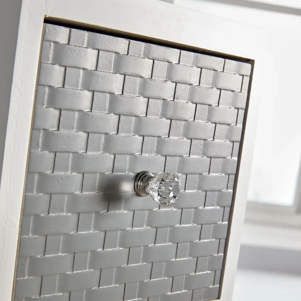 Crystal 5 Drawer Narrow Chest of Drawers - White