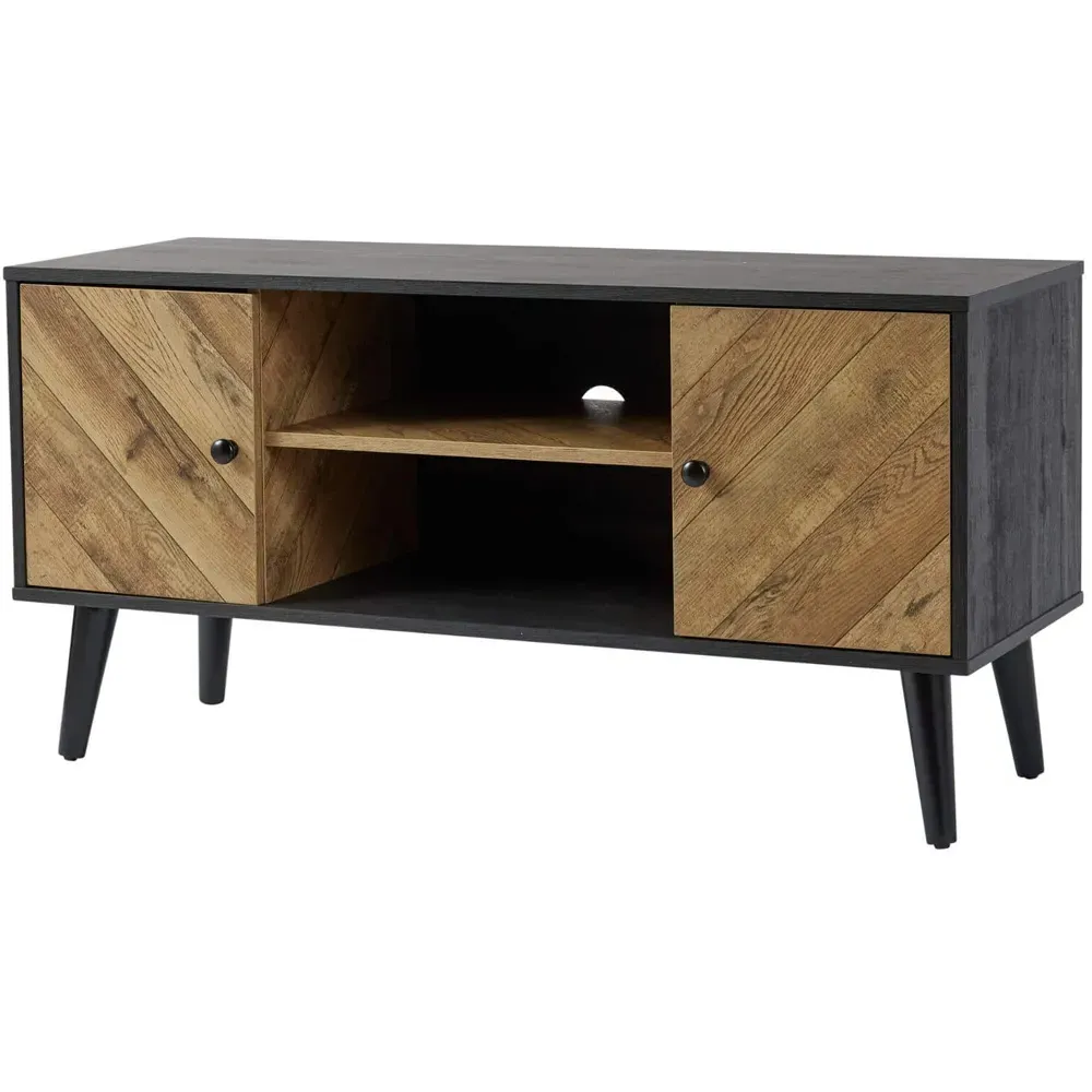 Dallas 2 Door TV Unit with Storage - Black