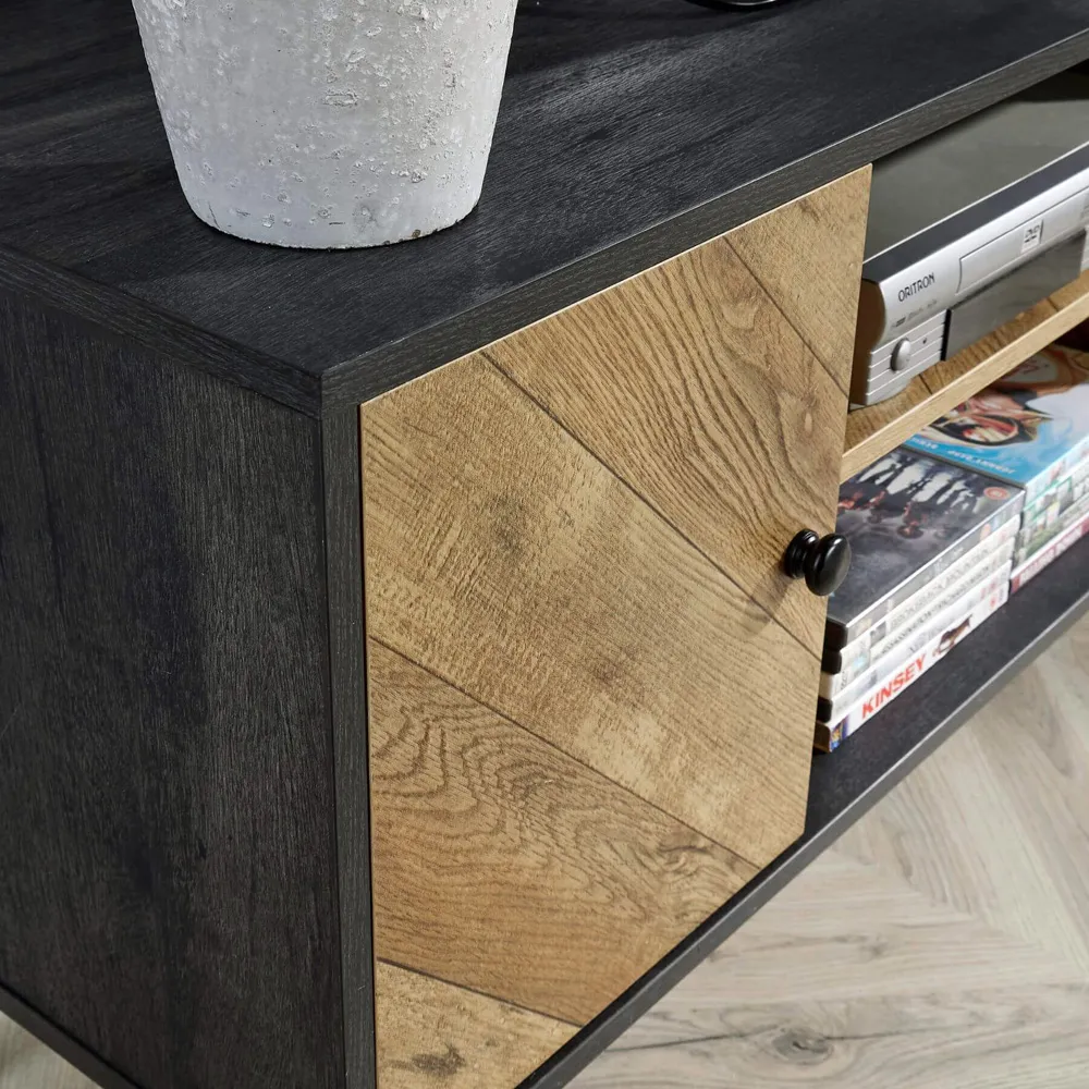 Dallas 2 Door TV Unit with Storage - Black