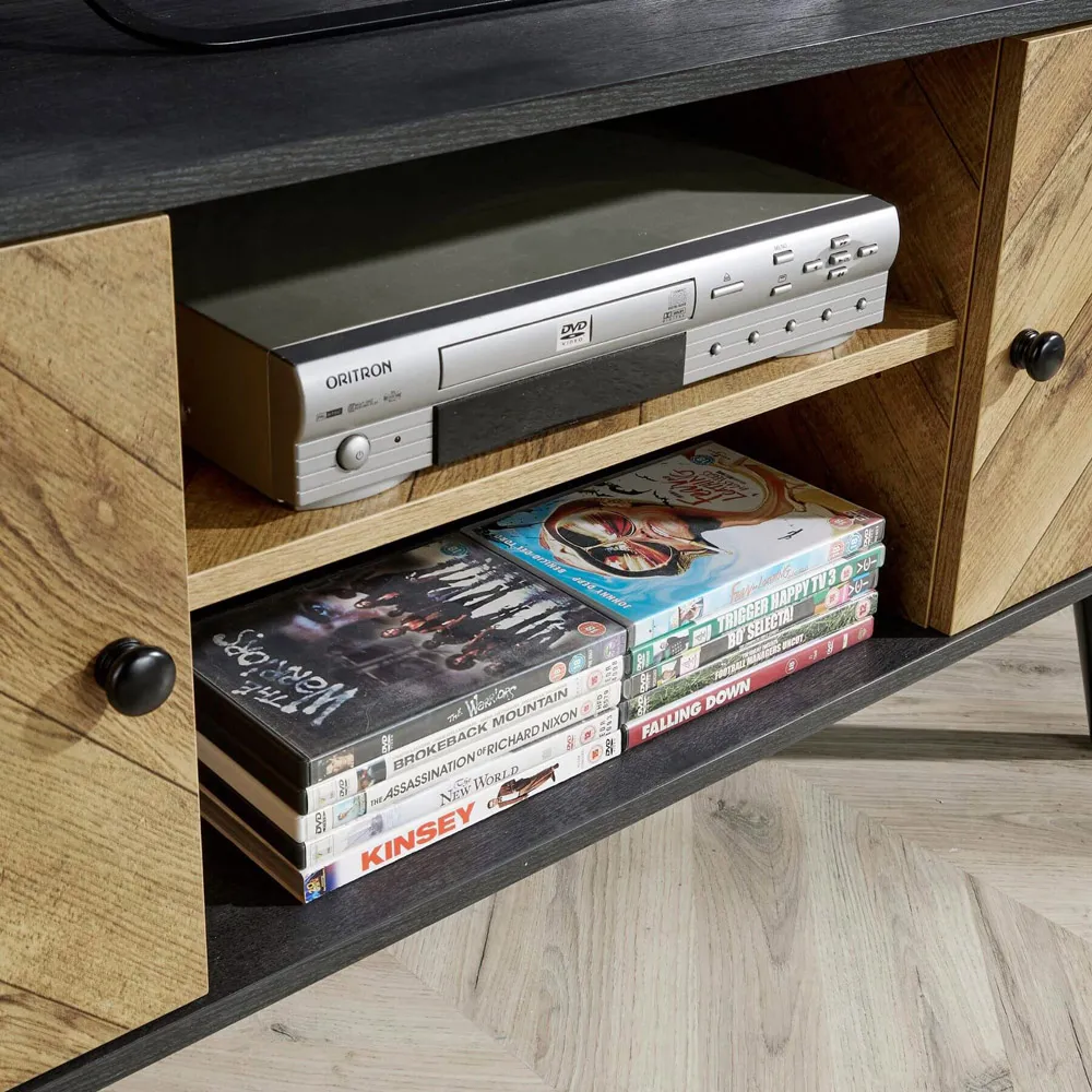 Dallas 2 Door TV Unit with Storage - Black