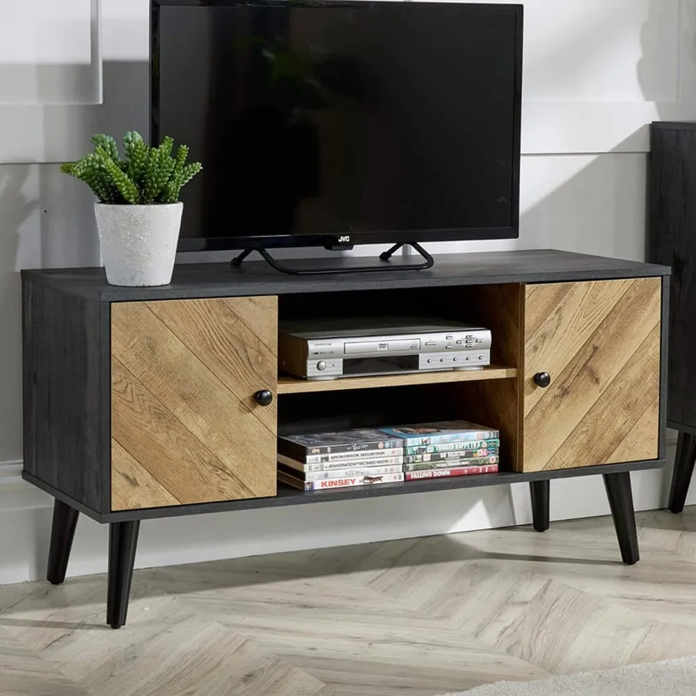 Dallas 2 Door TV Unit with Storage - Black image