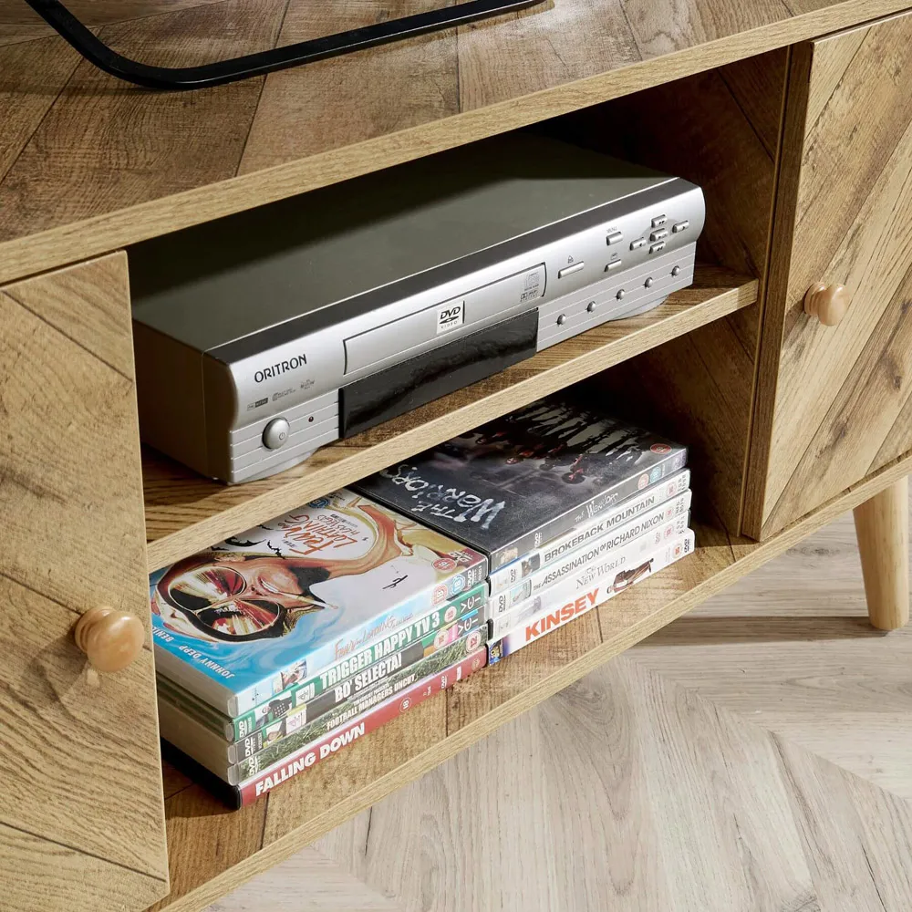 Dallas 2 Door TV Unit with Storage - Natural