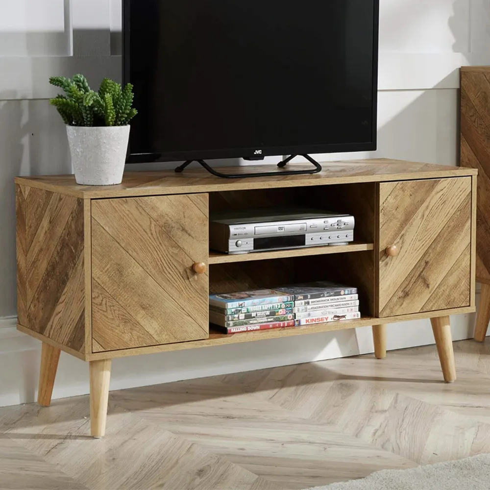 Dallas 2 Door TV Unit with Storage - Natural