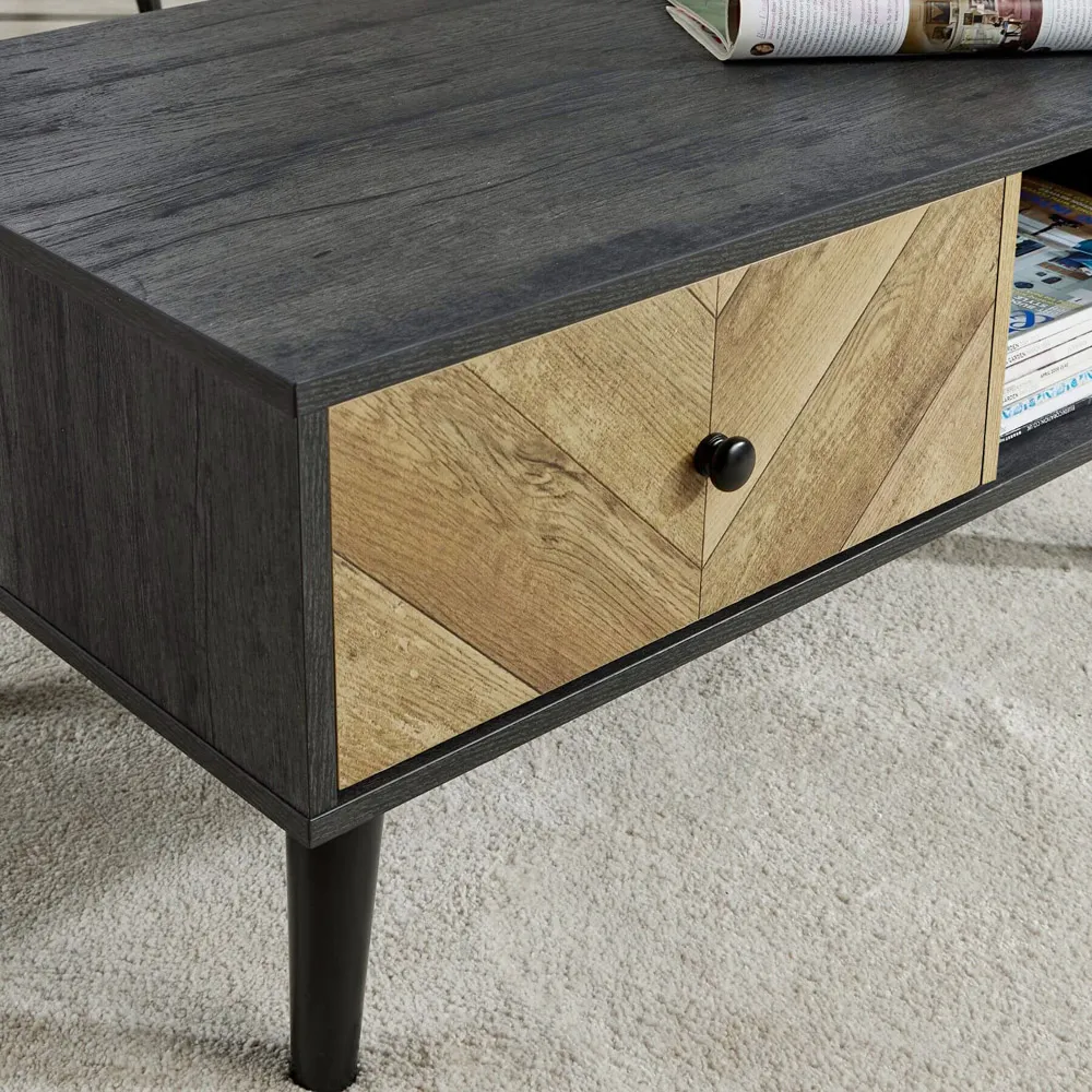 Dallas Single Drawer Coffee Table with Shelf - Black