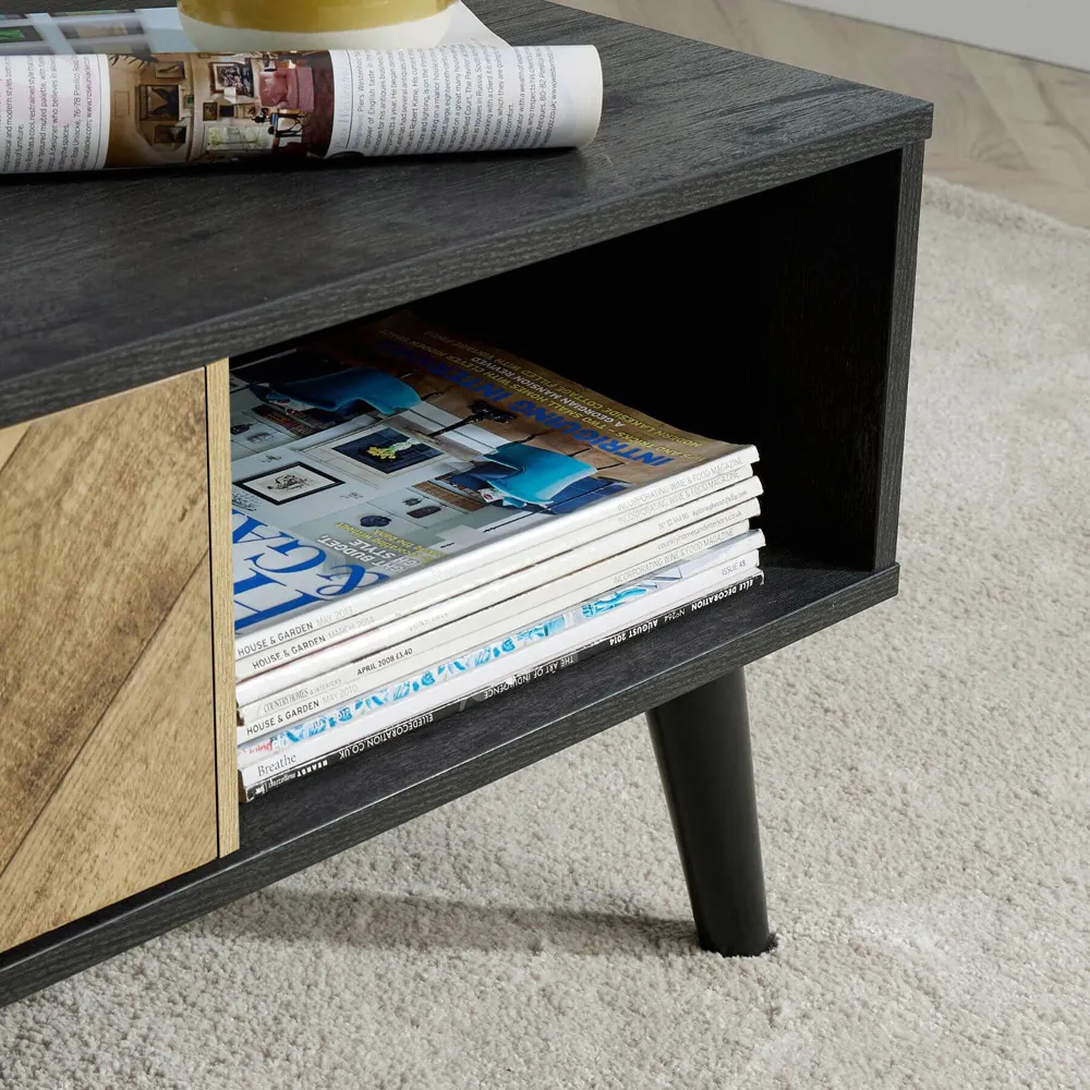 Dallas Single Drawer Coffee Table with Shelf - Black