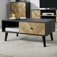 Dallas Single Drawer Coffee Table with Shelf - Black
