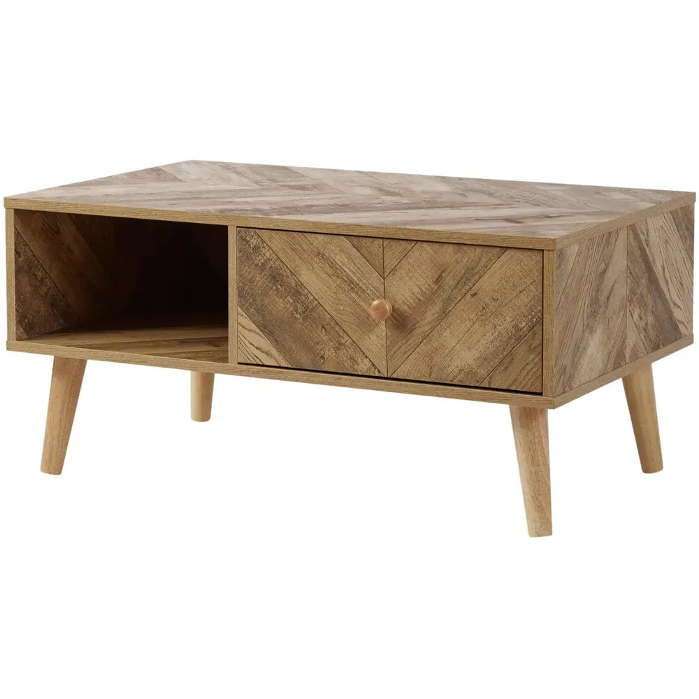 Dallas Single Drawer Coffee Table with Shelf - Brown