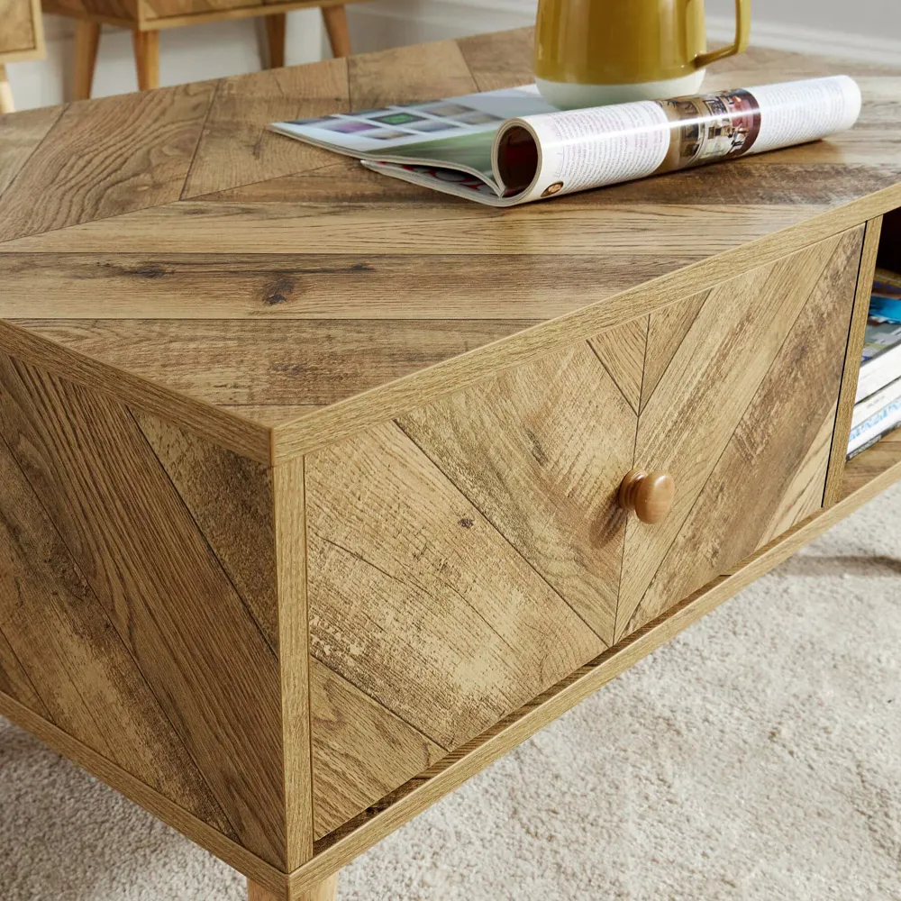 Dallas Single Drawer Coffee Table with Shelf - Brown