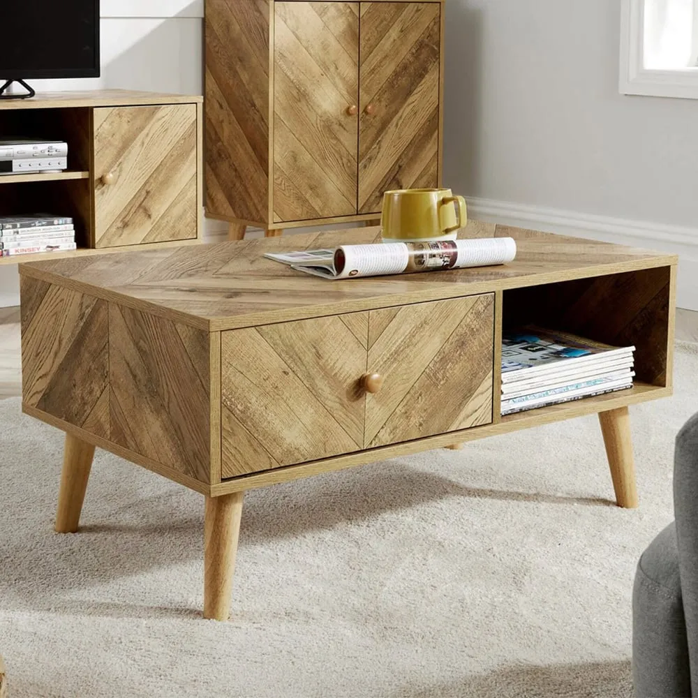 Dallas Single Drawer Coffee Table with Shelf - Brown