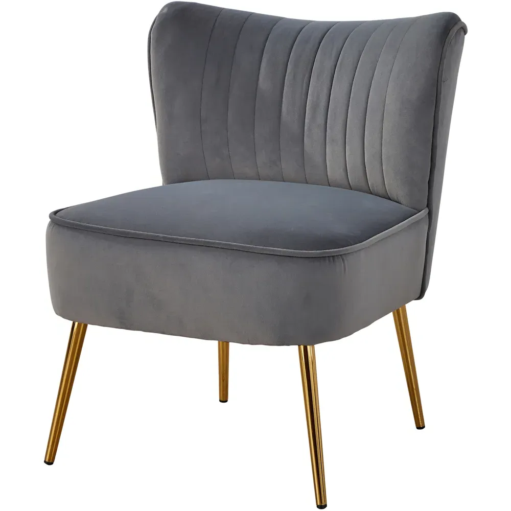 Danville Armless Accent Chair - Grey, Velvet