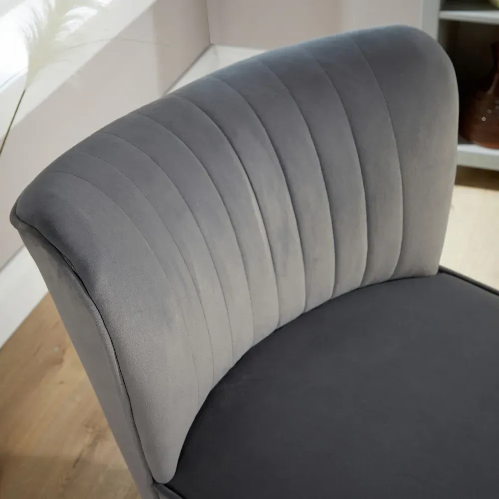 Danville Armless Accent Chair - Grey, Velvet