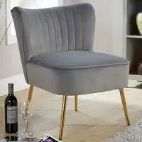 Danville Armless Accent Chair - Grey, Velvet