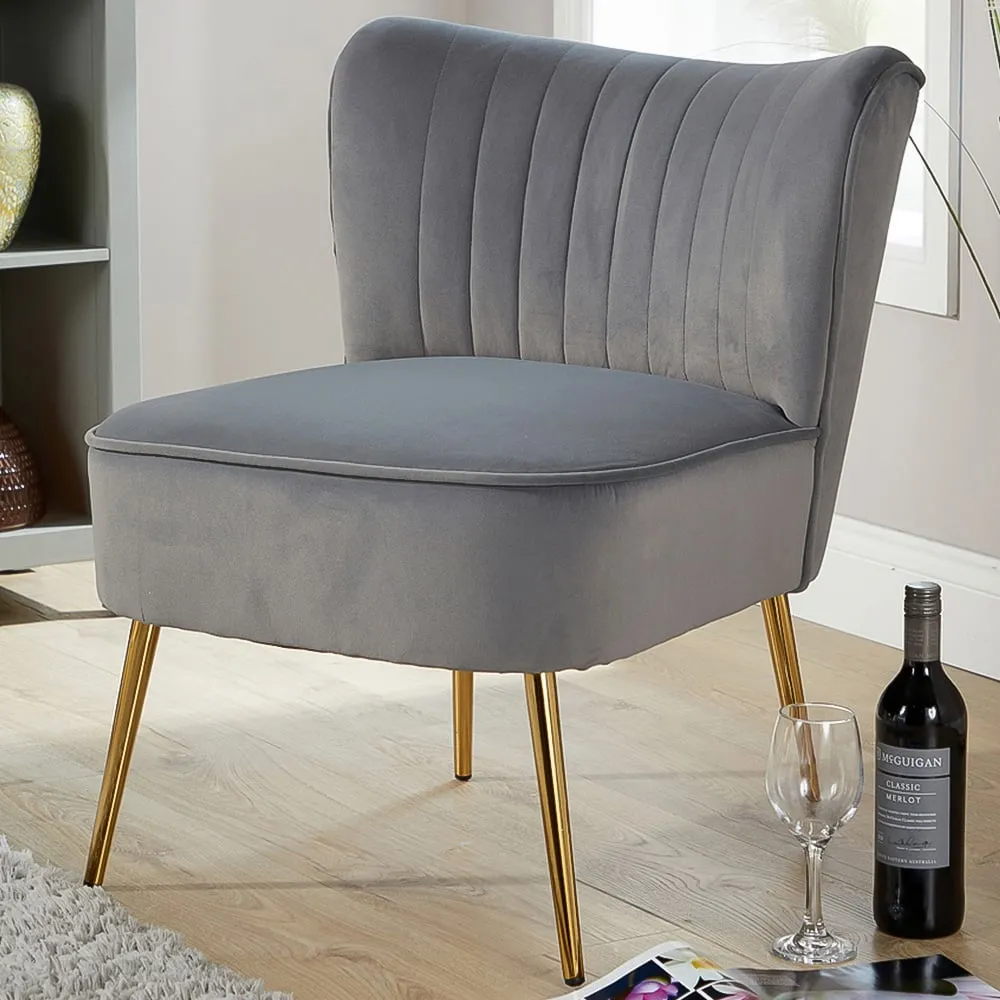 Danville Armless Accent Chair - Grey, Velvet