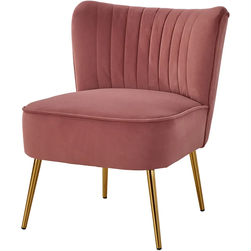 Danville Armless Accent Chair - Pink, Velvet