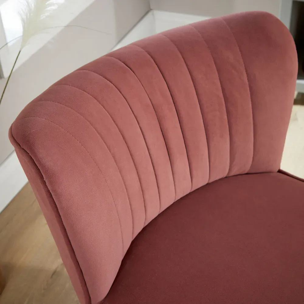 Danville Armless Accent Chair - Pink, Velvet