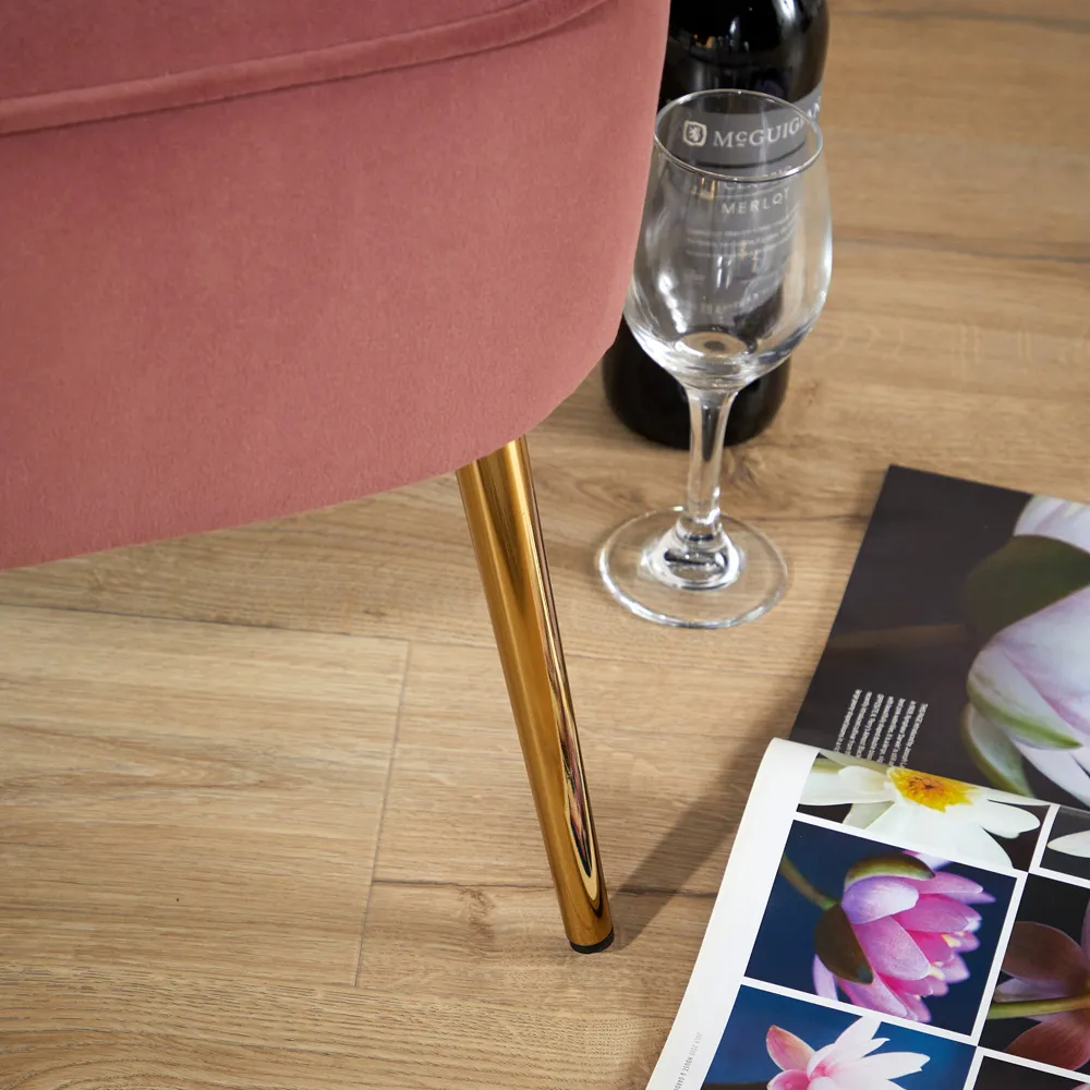 Danville Armless Accent Chair - Pink, Velvet