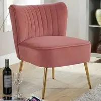 Danville Armless Accent Chair - Pink, Velvet
