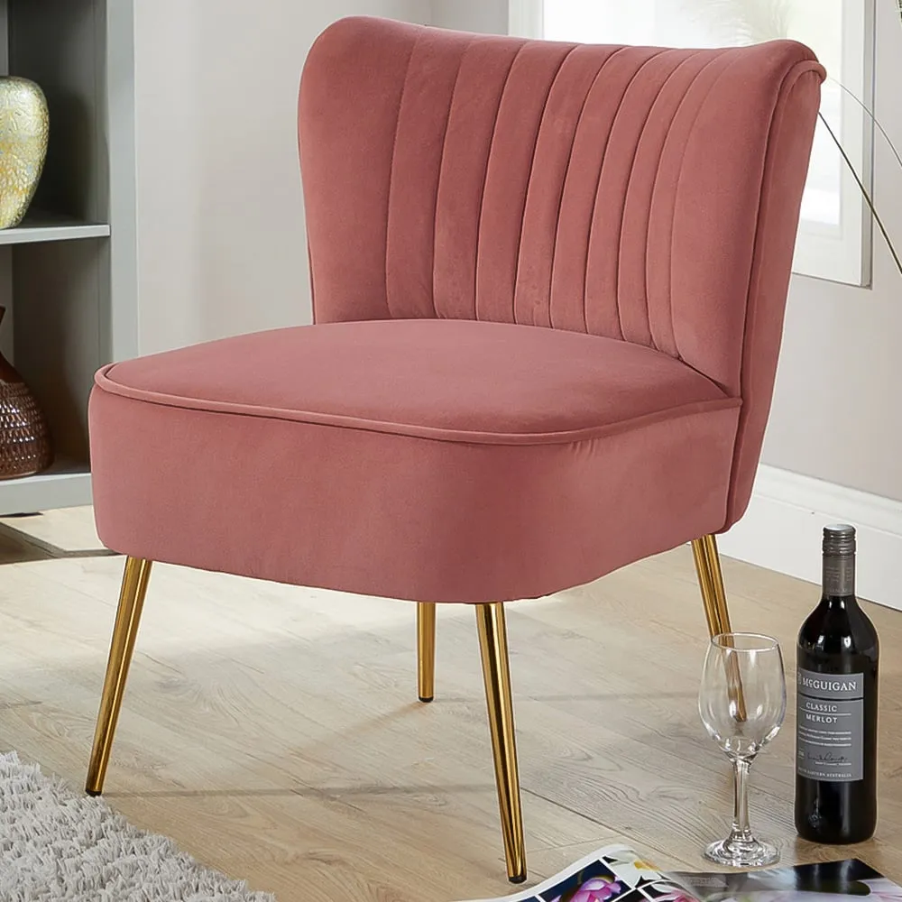 Danville Armless Accent Chair - Pink, Velvet image