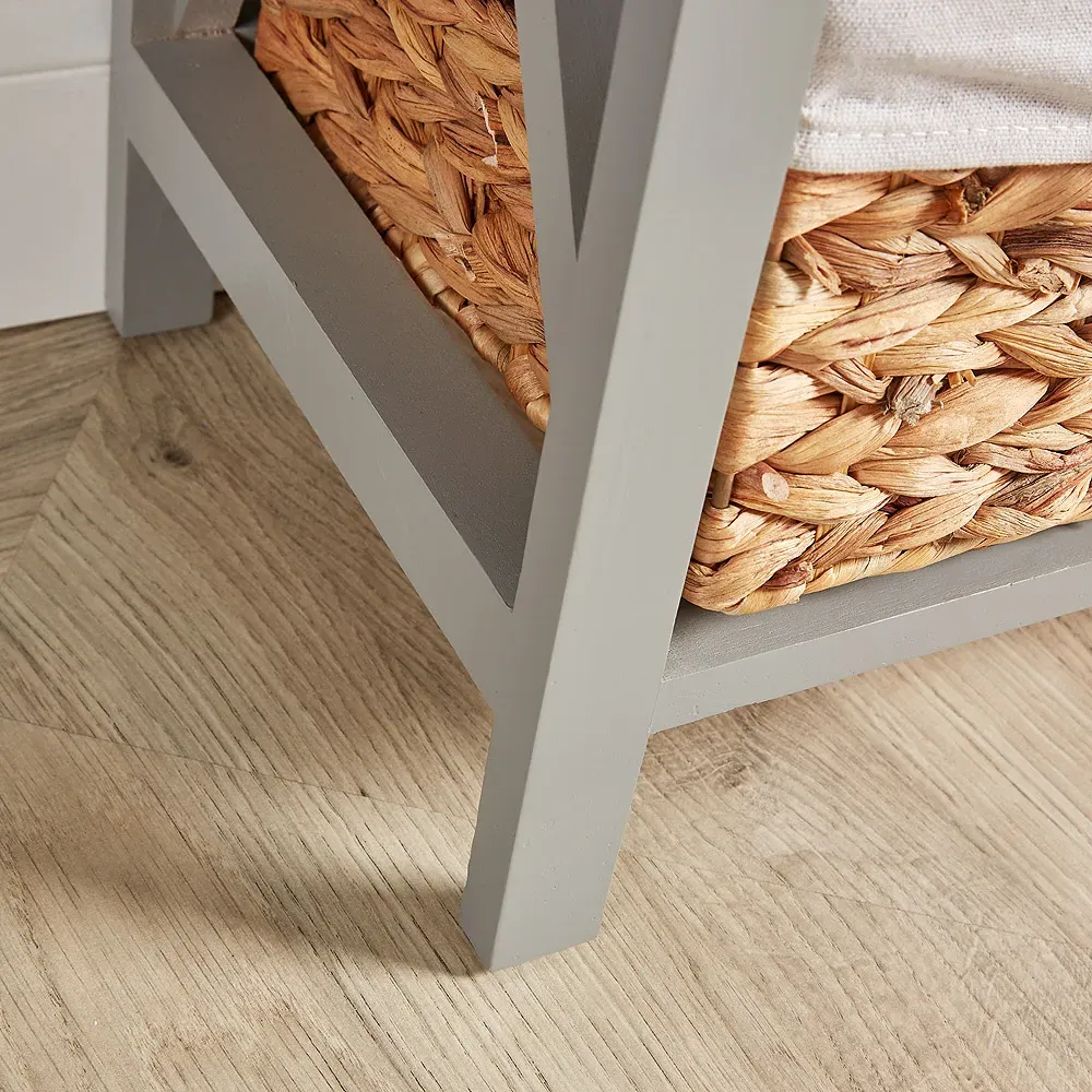 Dartmouth Single Drawer Bedside Table with Baskets - Grey