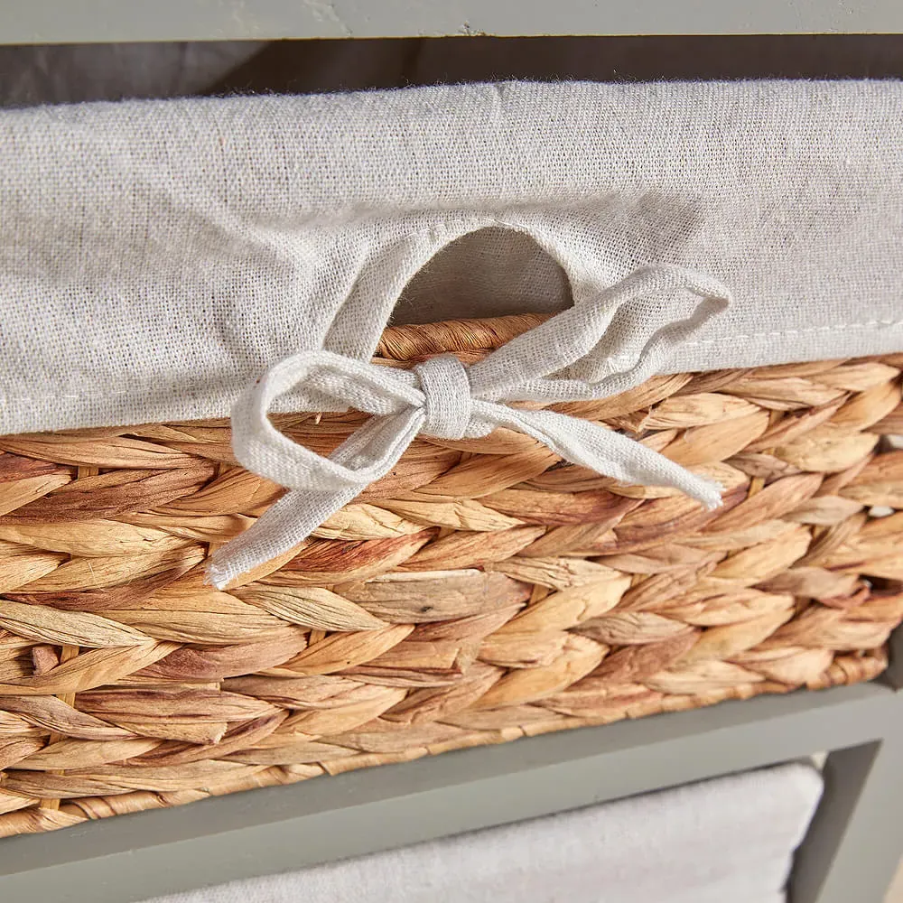 Dartmouth Single Drawer Bedside Table with Baskets - Grey