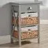 Dartmouth Single Drawer Bedside Table with Baskets - Grey