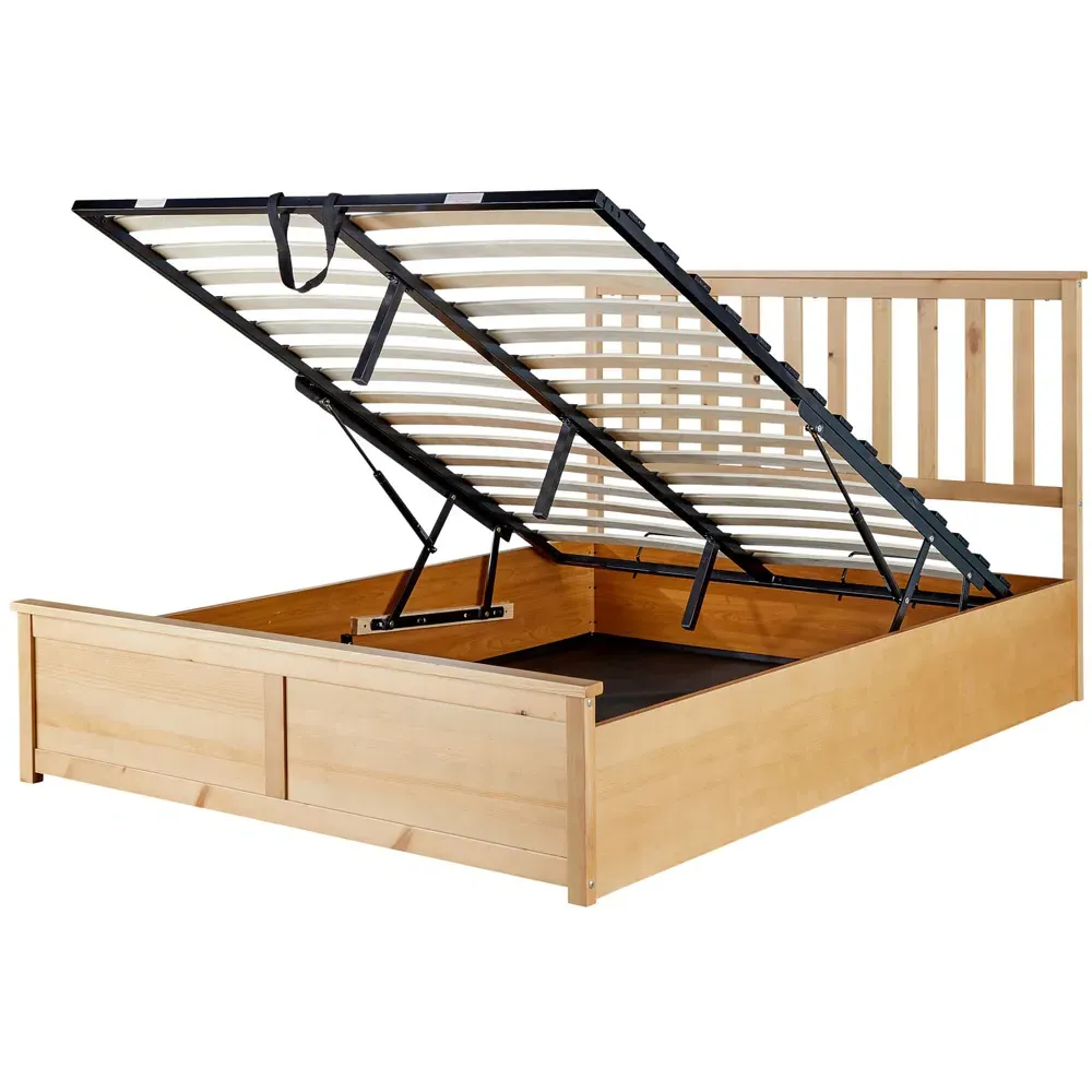Double End Lift Ottoman Storage Bed Frame - Brown, Oak Effect