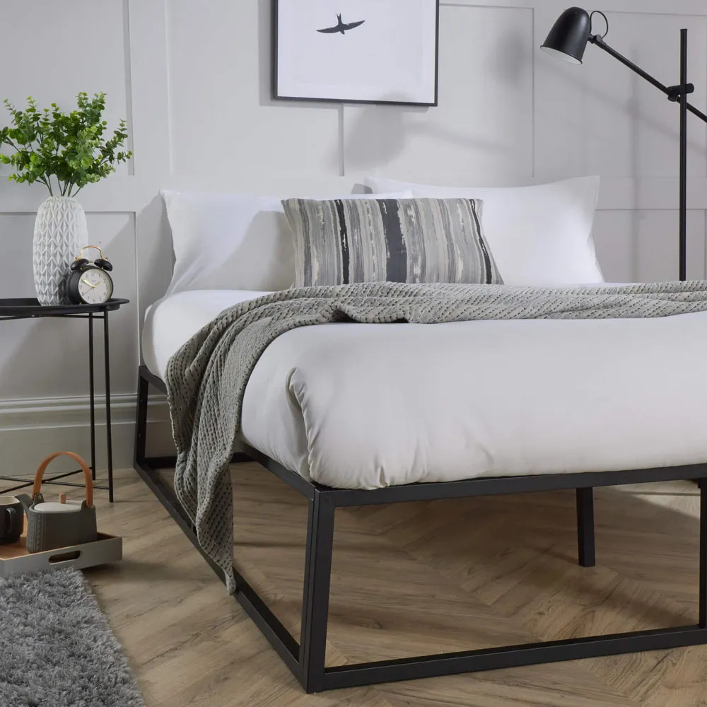 Double Metal Platform Bed Base - Black